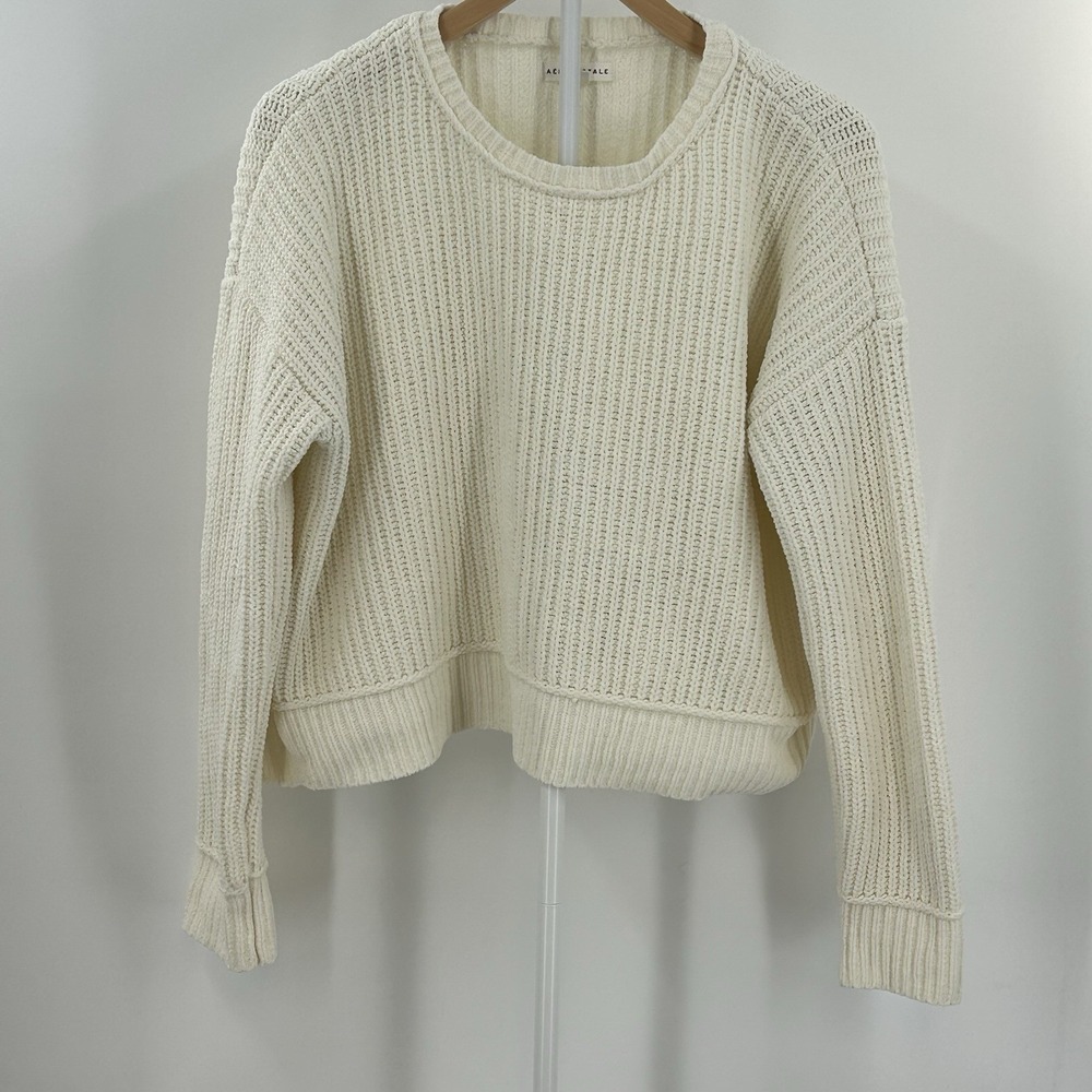 Aéropostale Cream Chenille Knit Cropped‎ Sweater Soft Cozy Chunky Knit Size M
